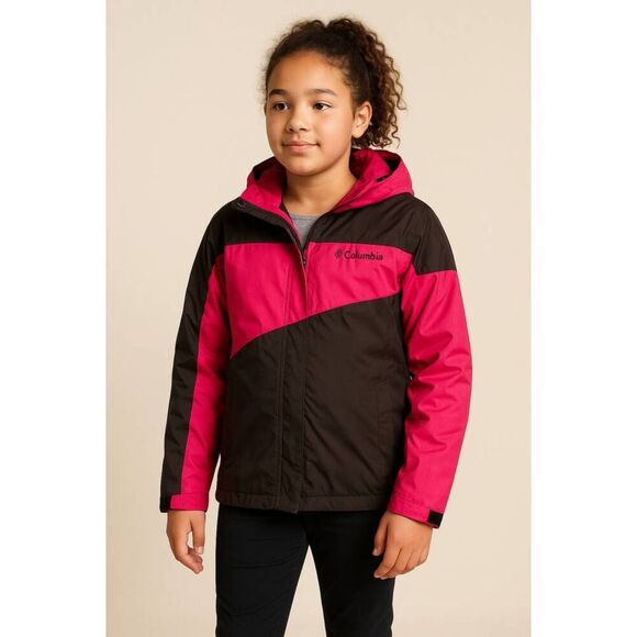 Columbia | Powder Alley Interchange Jacket Black Pink Nylon Size L (14/16) | EUC - Picture 1 of 15